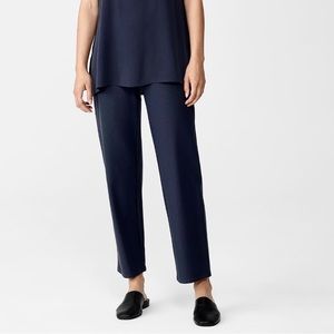 Eileen Fisher Washable Stretch Crepe Straight Pull-On Pants in Blue Sz M